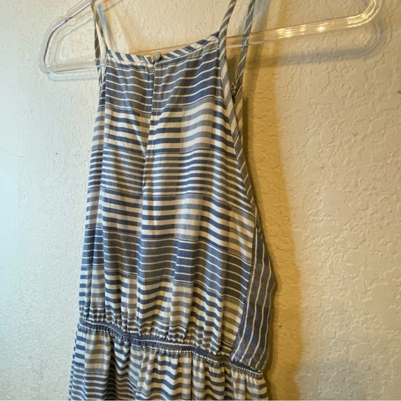 Lovestitch Wide Leg Striped Boho Romper Jumpsuit w/Front Tie Pockets 100% Cotton - Picture 9 of 15
